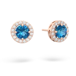 London Topaz Halo 14K Rose Gold earrings E5320