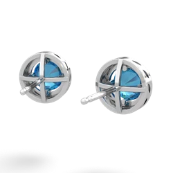 London Topaz Halo 14K White Gold earrings E5320