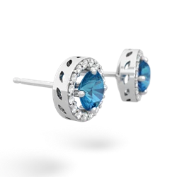 London Topaz Halo 14K White Gold earrings E5320