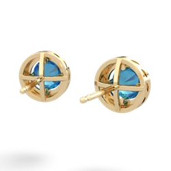 London Topaz Halo 14K Yellow Gold earrings E5320