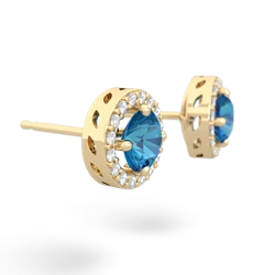 London Topaz Halo 14K Yellow Gold earrings E5320