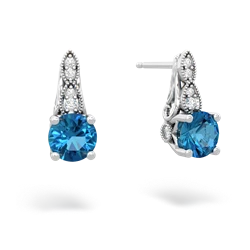 London Topaz Antique Elegance 14K White Gold earrings E3100