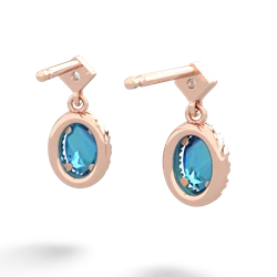 London Topaz Antique-Style Halo 14K Rose Gold earrings E5720