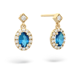 London Topaz Antique-Style Halo 14K Yellow Gold earrings E5720