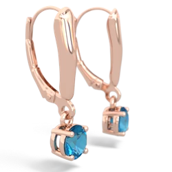 London Topaz 5Mm Round Lever Back 14K Rose Gold earrings E2785