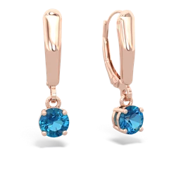 London Topaz 5Mm Round Lever Back 14K Rose Gold earrings E2785