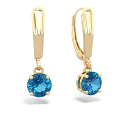 London Topaz 6Mm  Round Lever Back 14K Yellow Gold earrings E2786