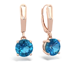London Topaz 8Mm  Round Lever Back 14K Rose Gold earrings E2788