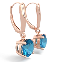 London Topaz 8Mm Round Lever Back 14K Rose Gold earrings E2788