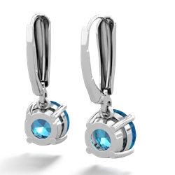 London Topaz 8Mm  Round Lever Back 14K White Gold earrings E2788