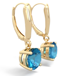 London Topaz 8Mm  Round Lever Back 14K Yellow Gold earrings E2788