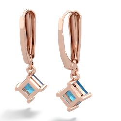 London Topaz 6Mm Princess Lever Back 14K Rose Gold earrings E2789