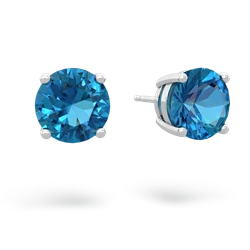 London Topaz 8Mm Round Stud 14K White Gold earrings E1788