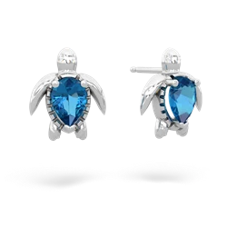 London Topaz Baby Sea Turtle 14K White Gold earrings E5241