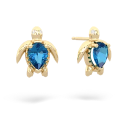 London Topaz Baby Sea Turtle 14K Yellow Gold earrings E5241