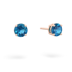 London Topaz 5Mm Round Stud 14K Rose Gold earrings E1785