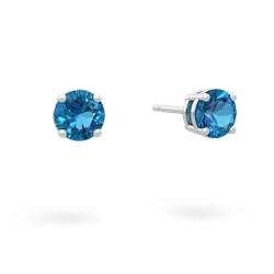 London Topaz 5Mm Round Stud 14K White Gold earrings E1785