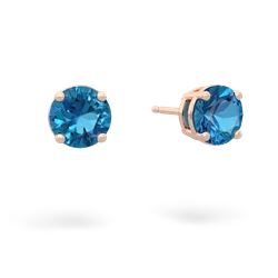 London Topaz 6Mm Round Stud 14K Rose Gold earrings E1786