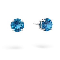 London Topaz 6Mm Round Stud 14K White Gold earrings E1786