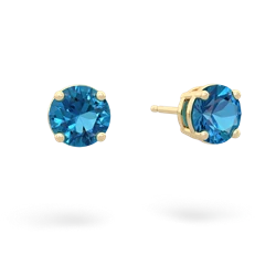 London Topaz 6Mm Round Stud 14K Yellow Gold earrings E1786