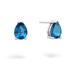 London Topaz Teardrop Stud 14K White Gold earrings E1793