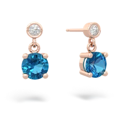 London Topaz Diamond Drop 6Mm Round 14K Rose Gold earrings E1986