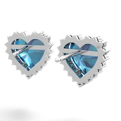 London Topaz Sparkling Halo Heart 14K White Gold earrings E0391