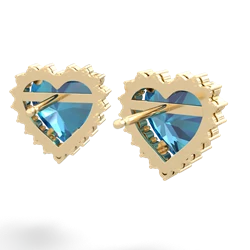 London Topaz Sparkling Halo Heart 14K Yellow Gold earrings E0391