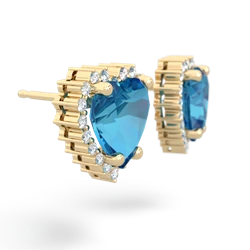 London Topaz Sparkling Halo Heart 14K Yellow Gold earrings E0391