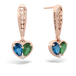 London Topaz Filligree Heart 14K Rose Gold earrings E5070