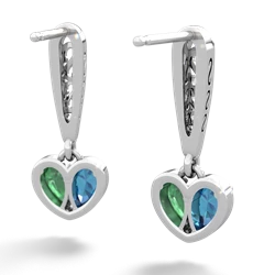 London Topaz Filligree Heart 14K White Gold earrings E5070