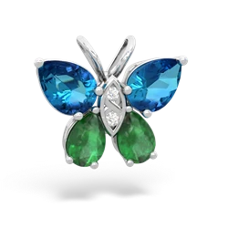 London Topaz Butterfly 14K White Gold pendant P2215