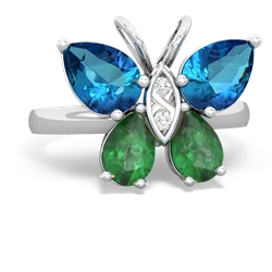 London Topaz Butterfly 14K White Gold ring R2215