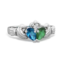 London Topaz 'Our Heart' Claddagh 14K White Gold ring R2388