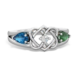 London Topaz Hearts Intertwined 14K White Gold ring R5880