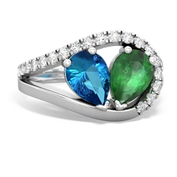 London Topaz Nestled Heart Keepsake 14K White Gold ring R5650