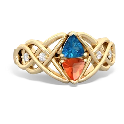 London Topaz Keepsake Celtic Knot 14K Yellow Gold ring R5300