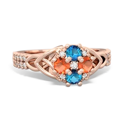 London Topaz Celtic Knot Cluster Engagement 14K Rose Gold ring R26443RD