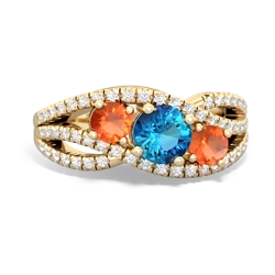 London Topaz Three Stone Aurora 14K Yellow Gold ring R3080