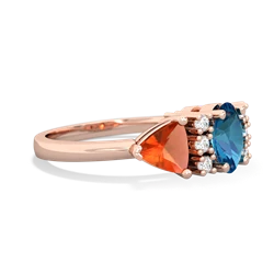 London Topaz Antique Style Three Stone 14K Rose Gold ring R2186