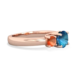 London Topaz Three Stone Round Trellis 14K Rose Gold ring R4018