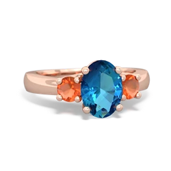 London Topaz Three Stone Oval Trellis 14K Rose Gold ring R4024