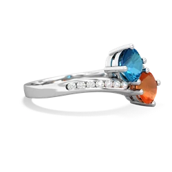 London Topaz Channel Set Two Stone 14K White Gold ring R5303