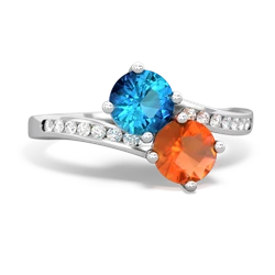 London Topaz Channel Set Two Stone 14K White Gold ring R5303