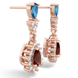 London Topaz Halo Pear Dangle 14K Rose Gold earrings E1882