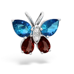 London Topaz Butterfly 14K White Gold pendant P2215