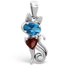 London Topaz Kitten 14K White Gold pendant P5780