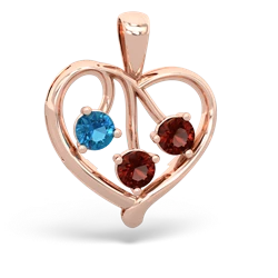 London Topaz Glowing Heart 14K Rose Gold pendant P2233