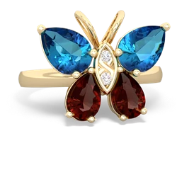 London Topaz Butterfly 14K Yellow Gold ring R2215