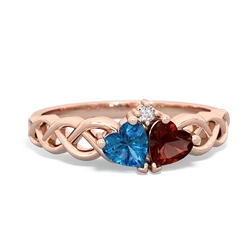 London Topaz Heart To Heart Braid 14K Rose Gold ring R5870